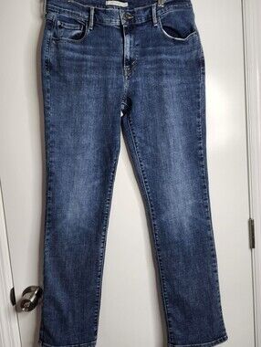 Levis 505 Straight Jeans Womens 12 Blue Classic Denim Stretch Everyday Casual